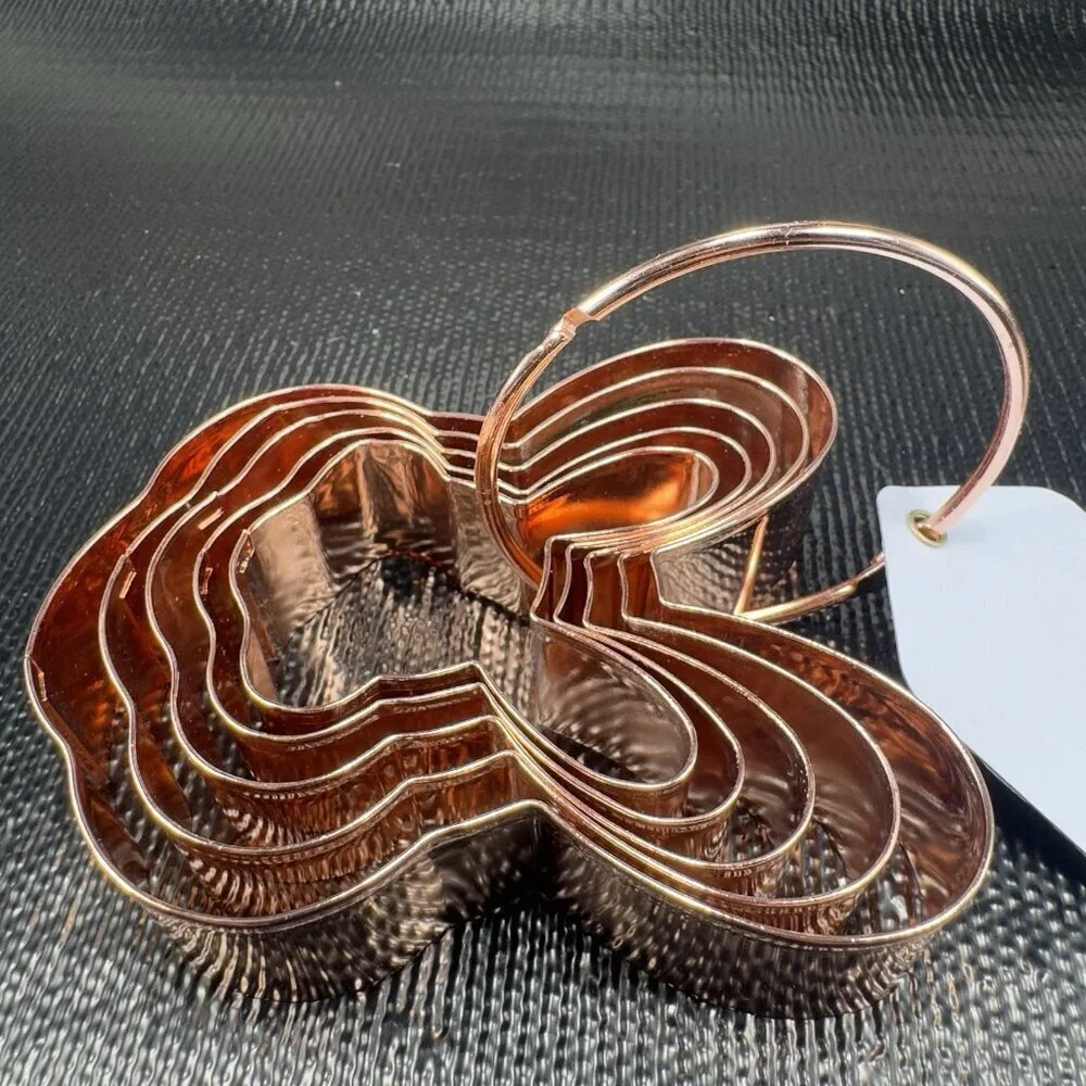 Williams Sonoma Easter Bunny Copper Metal Cookie Cutters 5 on Ring New W Tag - Picture 10 of 14